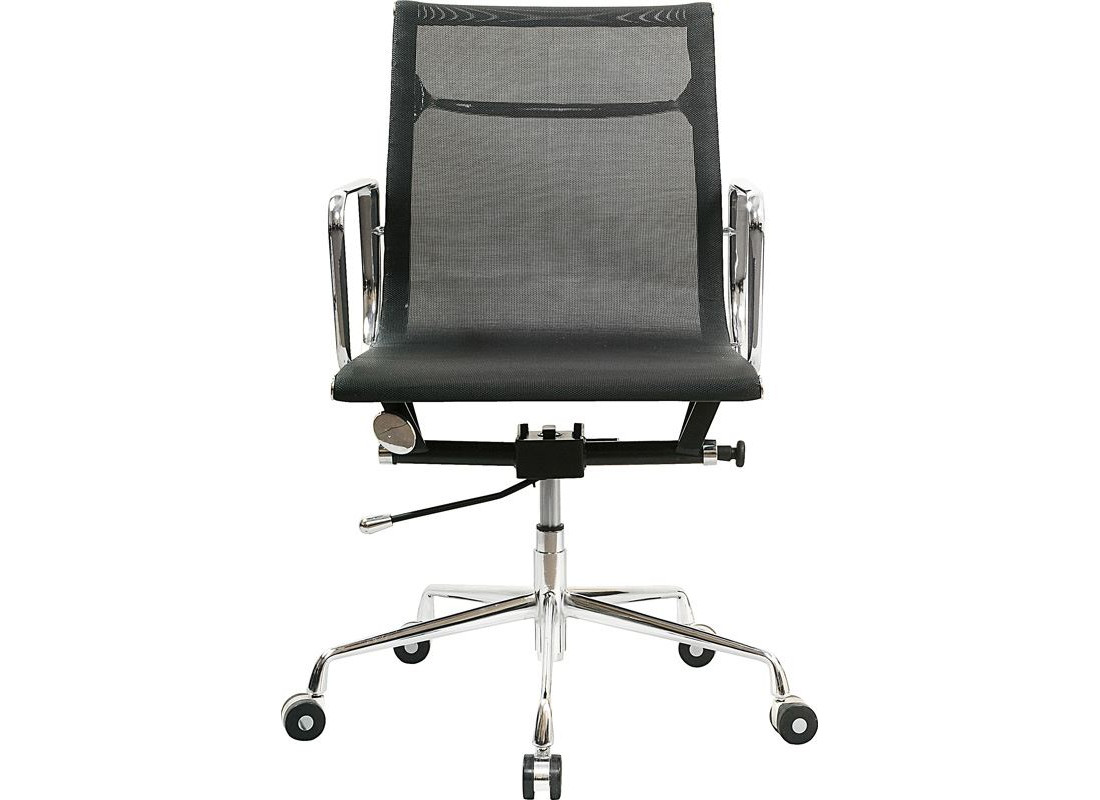 офисное кресло с металлической крестовиной и спинкой из сетки